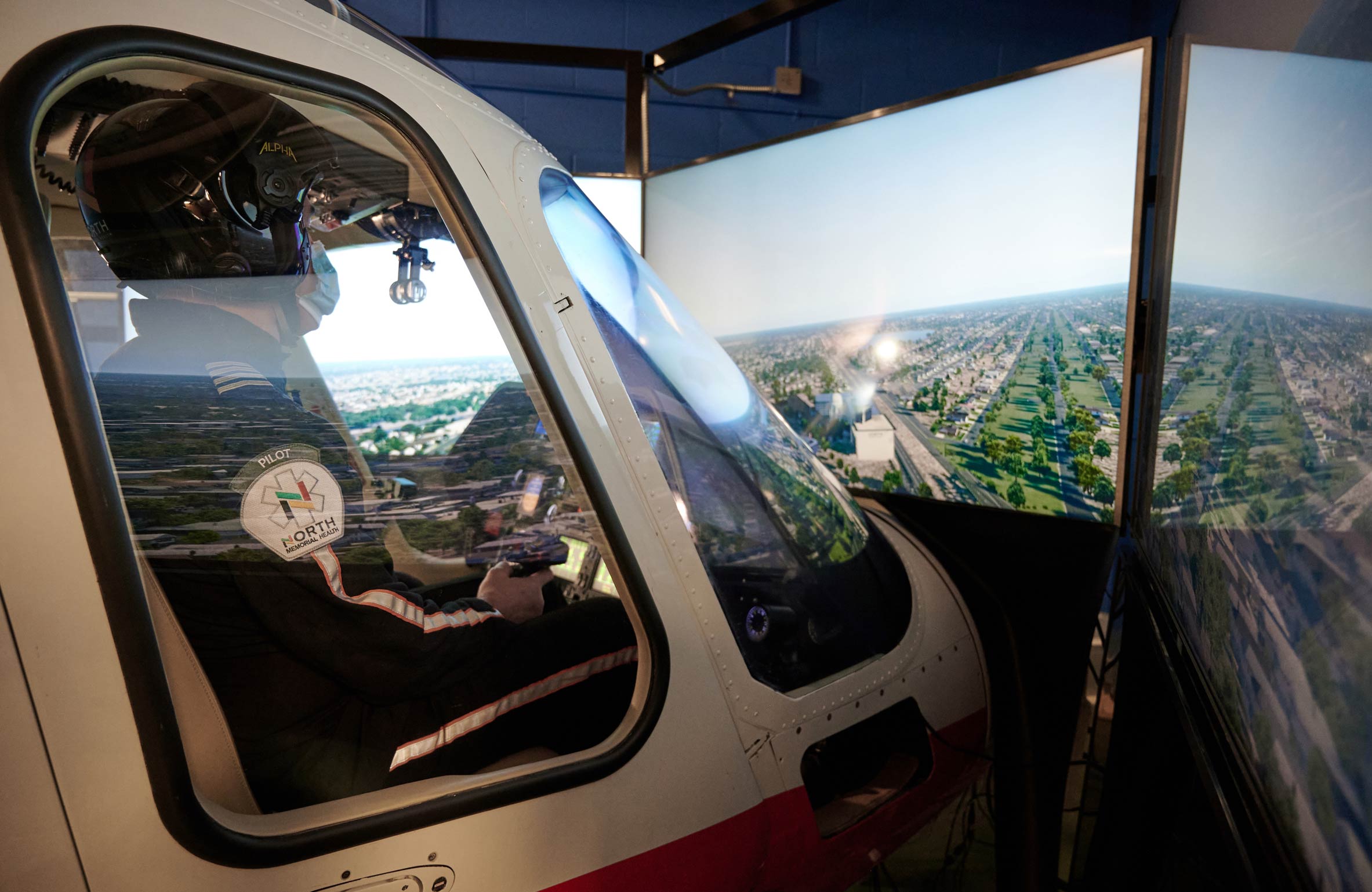 North Memorial Health Air Care pilot training in simulator